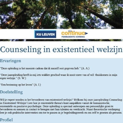 Counseling in Existentieel Welzijn Counseling in Existentieel Welzijn